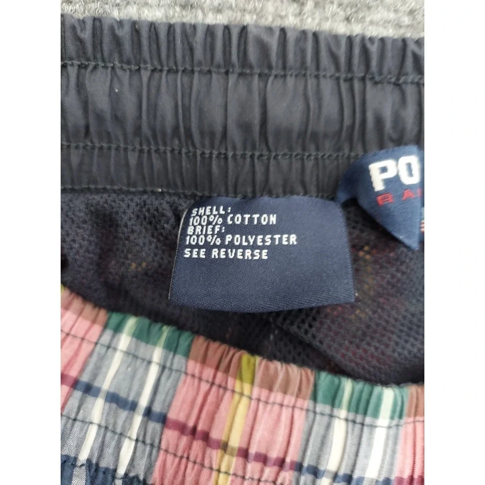 Polo Ralph Lauren Sport Swim trunks Mens Large Red Tartan Plaid Beach Pony